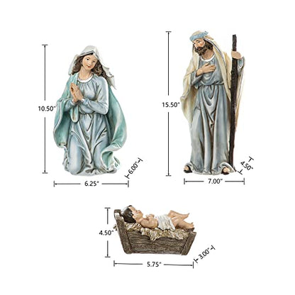 Glitzhome 12Pcs Deluxe Blue Resin Nativity Figurines Set Christmas Ornaments Xmas Tabletop Scenes Figures Set Collectibles Countertop Statue Miniatures Decorative Crafts Accessories 15.5" x 45.00" - size: 15.5 x 45.00 Inches
