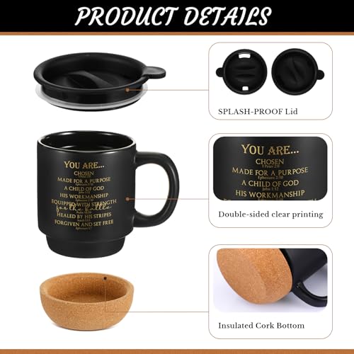 Didaey 4 Pcs Man of God Gift for Men 15oz Christian Mug Bulk, Black