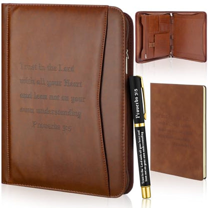 Fuyoooo 3 Pcs Pastor Gifts for Men Bible Verse Portfolio Proverbs 3:5 - style: Proverbs 3:5