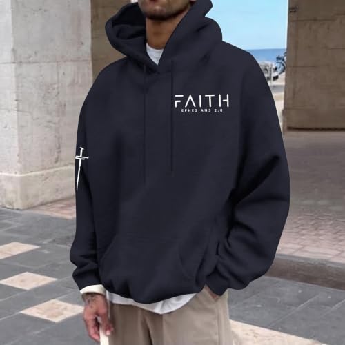 Christian Hoodies for Men Bible Religious Sweatshirts Jesus Hoodie - color: Navy Blue01, size: Small