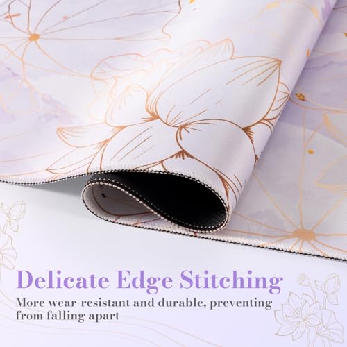 iCasso Desk Cover Mat, Extra Large Lotus Mouse Pad, Purple Lotus Leaf - color: Purple Lotus Leaf
