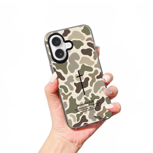 Christian Cross Camo Phone Case Compatible with iPhone 16 - color: Camouflage Cross, size: for iPhone 16 6.3″