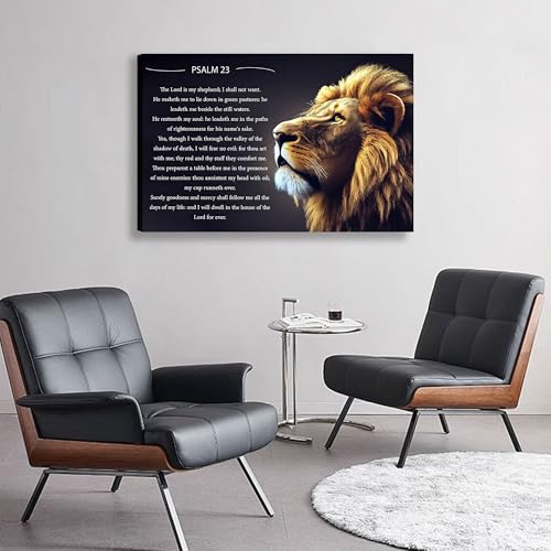 GFGVZLSK Lion of Judah Psalm 23 Canvas Wall Art 16x24 in - color: Psalm 23, size: 24"L x 16"W