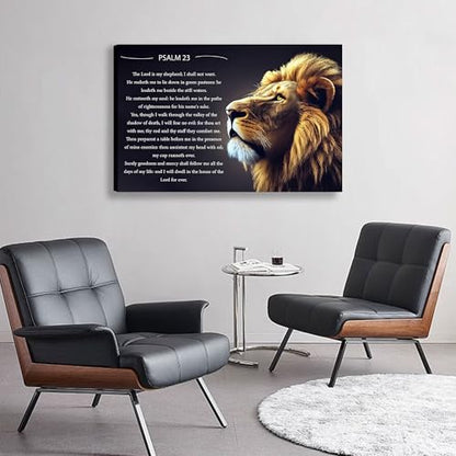 GFGVZLSK Lion of Judah Psalm 23 Canvas Wall Art 16x24 in - color: Psalm 23, size: 24"L x 16"W