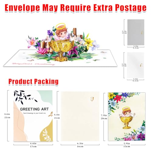 GREETING ART 3D Pop Up Baptism Card for Baby Girl,Christening Greeting Card - color: Guardian Angel Baby Girl