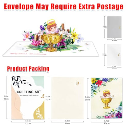 GREETING ART 3D Pop Up Baptism Card for Baby Girl,Christening Greeting Card - color: Guardian Angel Baby Girl
