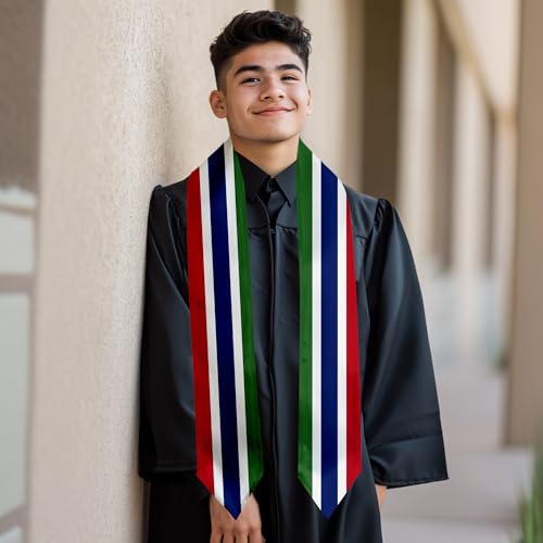 Graduation Satin Sash Scarf 72" Stole - color: Gambia Flag