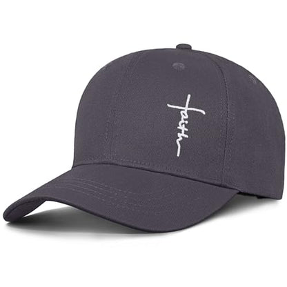Christian Jesus Hats for Men & Women - Cross Logo Faith Baseball Caps - Ideal Religious Gifts for Thanksgiving and Christmas - color: Charcoal Grey
