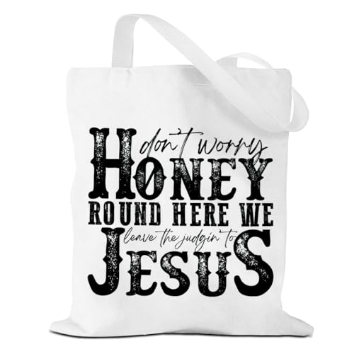 VICBOU Bible Verse Canvas Tote Bag Religious Christian Gifts for Women Men Faith Canvas Tote Reusable Grocery Bag - color: Jesus
