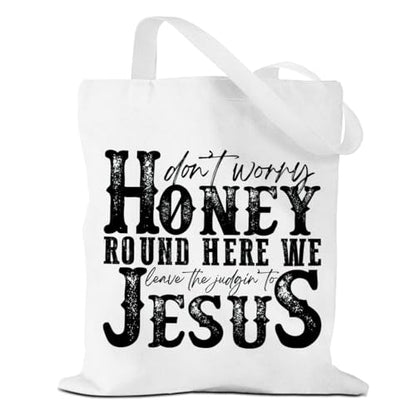 VICBOU Bible Verse Canvas Tote Bag Religious Christian Gifts for Women Men Faith Canvas Tote Reusable Grocery Bag - color: Jesus