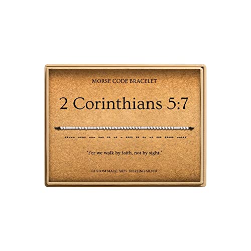 Loved Creations Morse Code Bracelets for Women, Christian Bible Verse Bracelets, Scripture S925 Sterling Silver Inspirational Faith Jewelry, Religious Gifts for Women - color: 2 Corinthians 5:7
