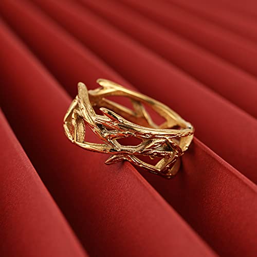 HZMAN Jesus Crown of Thorns Ring for Men Stainless Steel Pinky Ring - color: Gold