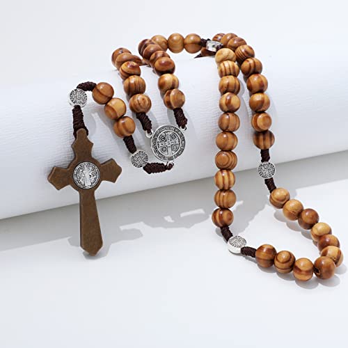 KOMI Handmade Wooden Catholic Rosaries, Rosary Beads Necklace Wood Christian Prayer Beads Catholic Christian Gift - style: Rosary#6