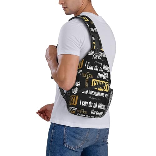 Jesus Christian Cross Sling Backpack Shoulder Chest Bag For Men Women Hiking Travel Crossbody Daypack - color: Jesus Christian Cross-0001