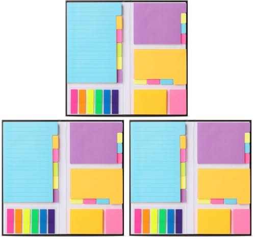 Mr. Pen- Sticky Notes Set, 1230 Pack, Ruled, Dotted & Blank Notes - color: Vibrant, size: 1 Set (Pack of 3)