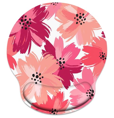Britimes Ergonomic Mouse Pad with Wrist Support, Floral Pink - color: Flowers