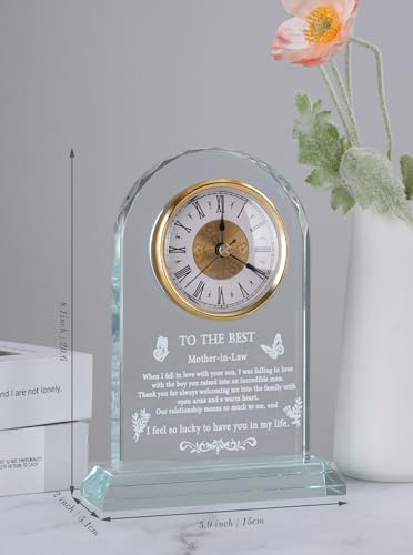 Mother in Law Gifts from Daughter Son, Mothers Day Glass Clock - color: Mother in Law Gifts