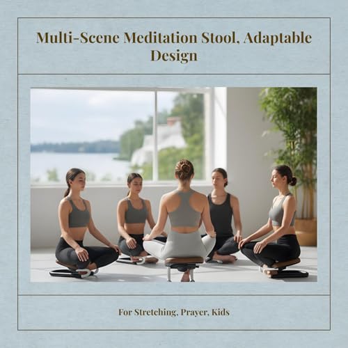 Menolana Ergonomic Folding Meditation Bench with Padded Seat, Wooden Kneeling Stool for Prayer and Stretching, Non-Slip Design for Home and Studio - color: Brown B