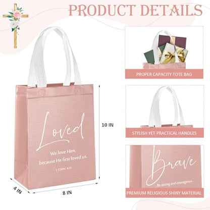 Aliceset 40 Pcs Christian Gift Bags with Bible Verse, Black, Pink - color: Pink