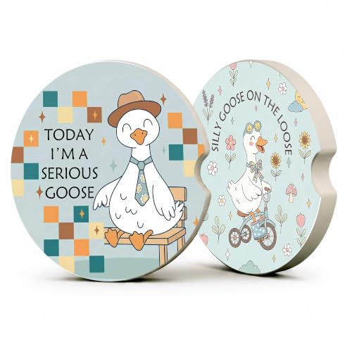 Funny Silly Goose Car Coasters, Boho Sarcastic Coquette Cup Holders, 14 - color: Goose
