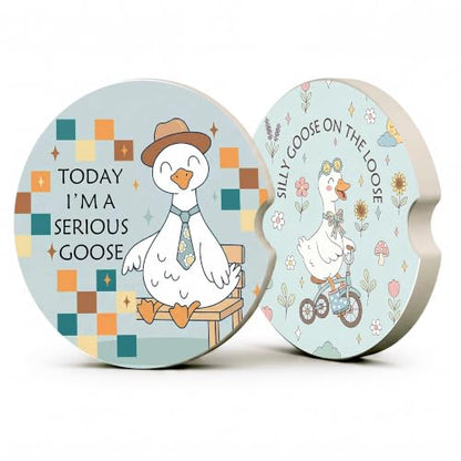 Funny Silly Goose Car Coasters, Boho Sarcastic Coquette Cup Holders, 14 - color: Goose