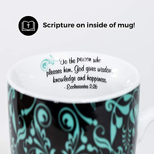 Divinity Boutique 20613 Boxed Mugs, Damask Blue on Black, 12 ounce - color: Damask Blue on Black