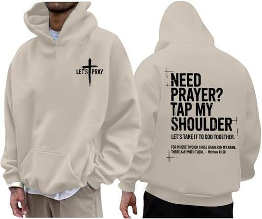 Christian Hoodies for Men Jesus Cross Casual Tops - color: Apricot, size: Small