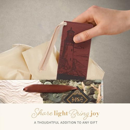 Christian Art Gifts Faux Leather Scripture Bookmark: I Will Carry You - color: Brown Lighthouse/Carry You