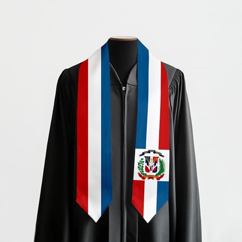 Graduation Satin Sash Scarf 72" Stole - color: Dominican Republic Flag