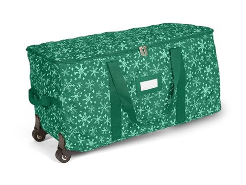 Covermates Rolling Treasurekeeper Storage Bag, 25.5" W x 13" D x 12.5" H - color: Green Snowflake Polyester, size: 25.5W x 13D x 12.5H - With Wheels