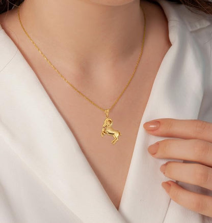 Zodiac Astrology Character Symbol Pendant 14k Gold Parent - color: Yellow 14k Gold, size: With 20" Chain, style: Aquarius