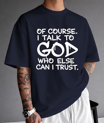 KESIHAN Christian Shirts for Men Jesus Fear God Faith Graphic Tee - color: Navy-3, size: Medium