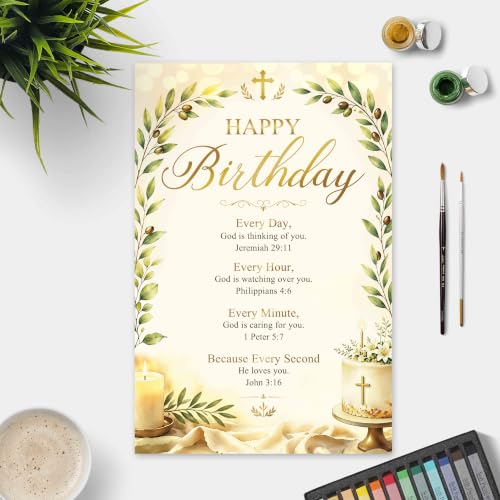 Religious Birthday Card with Bible Verses, Christian Birthday Card for Women Men, Faith Based Happy Bday Greeting Cards Gift - color: Christian Bday