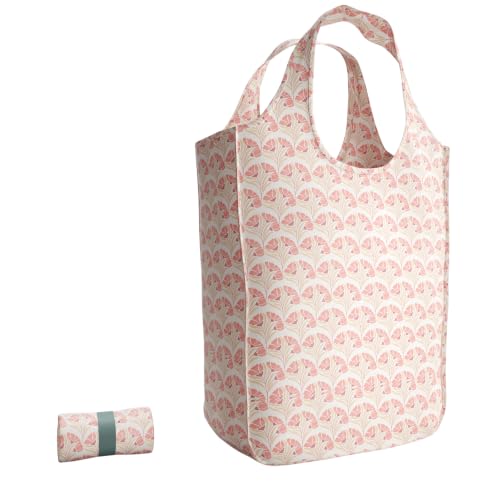 Pure Sage Reusable Grocery Bag - Stylish Shopping Bags for Groceries - Foldable Tote Bag - color: Rose Petals