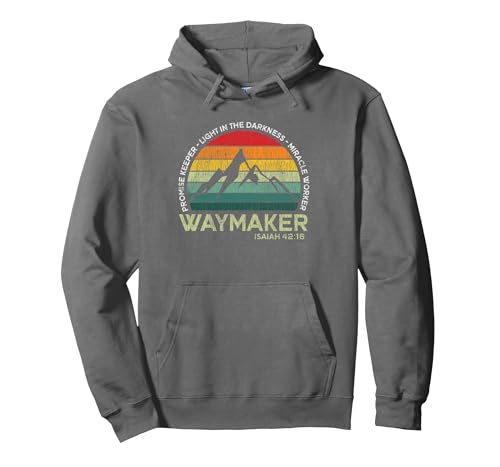 Vintage Waymaker Promise Keeper Miracle Worker Christian Pullover Hoodie - color: Asphalt Grey, size: Medium
