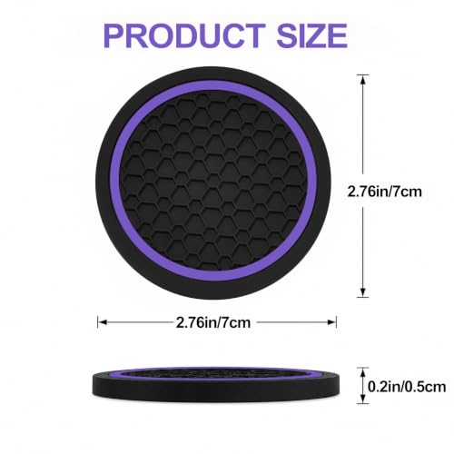 4PCS Car Cup Holder Coasters - 2.75 Inch Non-Slip Insert Water Bottle Holder Pads, Dustproof Automotive Interior Accessories Mat, Universal for Vehicles, Trucks, RVs (Purple) - color: Purple