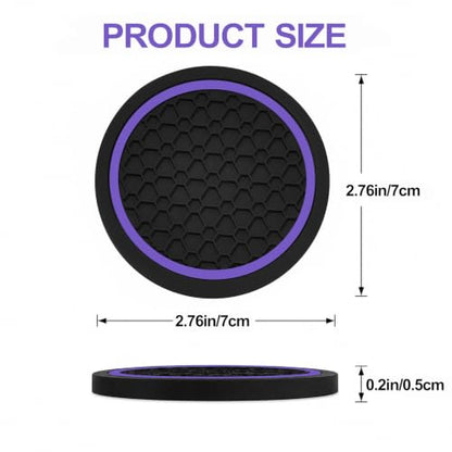 4PCS Car Cup Holder Coasters - 2.75 Inch Non-Slip Insert Water Bottle Holder Pads, Dustproof Automotive Interior Accessories Mat, Universal for Vehicles, Trucks, RVs (Purple) - color: Purple