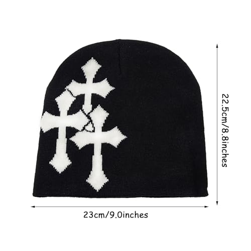 LUBINGSHINE Y2K Knitting Hat, Spider Web Pattern Beanies for Men & Women, Warm Knitted Hat Streetwear Outdoor Winter - color: Cross Graphics