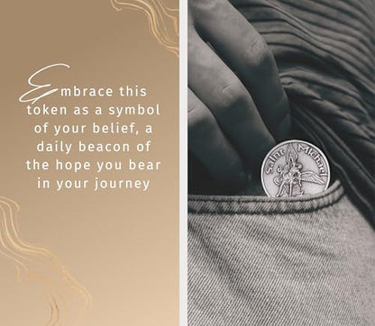 St Michael the Archangel Prayer Card - Laminated Saint Michael Prayer Card with Gold Stamping, Religious Pocket Token, The Lord’s Prayer - Made in Italy Catholic Cards and Tokens Set - 7 Items