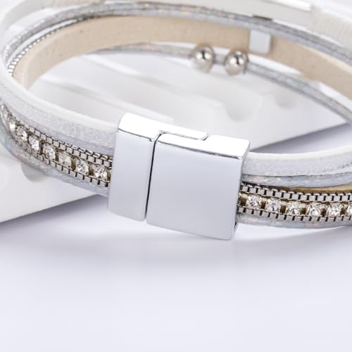 Christian Cross Leather Bracelets Boho Western Blessing Religious Jewelry - color: White