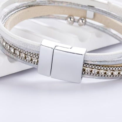 Christian Cross Leather Bracelets Boho Western Blessing Religious Jewelry - color: White