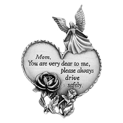True Faith Jewelry Drive Safe Heart Guardian Angel Car Visor Clip, Christian Religious Automotive Accessories, 3-7/8 x 1-7/8 Inch, Pewter, Mom - size: Mom