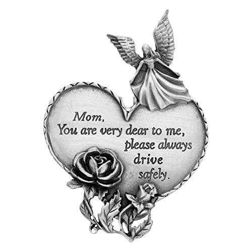 True Faith Jewelry Drive Safe Heart Guardian Angel Car Visor Clip, Christian Religious Automotive Accessories, 3-7/8 x 1-7/8 Inch, Pewter, Mom - size: Mom
