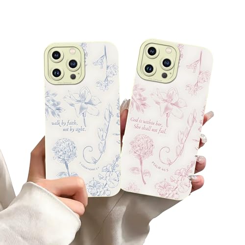 2 Pack Christian Jesus Bible Verses Flower Phone Case for iPhone 13 Pro Max Case Floral Pattern Shockproof Soft Protective for Women Men Phone Cover Funda for iPhone 13 Pro Max 6.7 Inch - color: Aesthetics, size: for iPhone 13 Pro Max