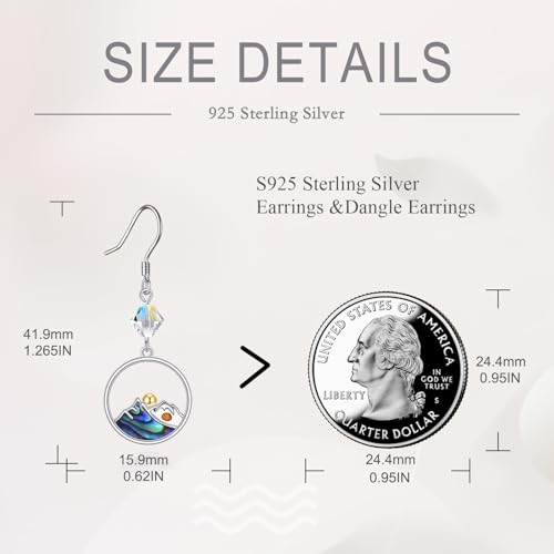 AOBOCO Mustard Seed Earrings for Women Sterling Silver Mountain Cross Earrings Dangle Christian Religion Jewelry Mothers Day Birthday for Mom Wife Friends - style: Round Mountain Hooks