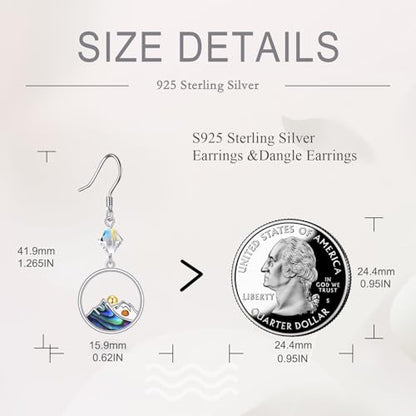 AOBOCO Mustard Seed Earrings for Women Sterling Silver Mountain Cross Earrings Dangle Christian Religion Jewelry Mothers Day Birthday for Mom Wife Friends - style: Round Mountain Hooks