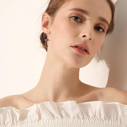 Yue Yuan Animal Plant Earrings for Women 925 Sterling Silver Butterfly/Cat/Jellyfish/Shell/Maple Leaf/Cardinal/Celtic Drop Earrings Silver Dangle Jewelry Birthday Anniversary Christmas Gift for Mother Wife - style: Cardinal