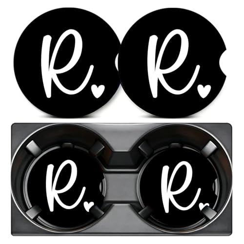 2PCS Initial R Car Cup Holder Coasters Neoprene Universal 2.75" - color: Initial R