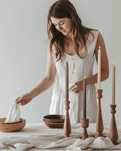 Candlesticks Brown Taper Candles 10.5 inch Dripless Tapered Candles Ideal as Dinner Candles Smokeless and Unscented Long Burning,Set of 12 - color: Ribbed10.5''-Gradient Brown