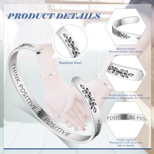 MTLEE 30 Pcs Inspirational Cuff Bracelets Bulk Gifts for Women Motivational Bible Verse Bracelet Silver Personalized - style: Trendy